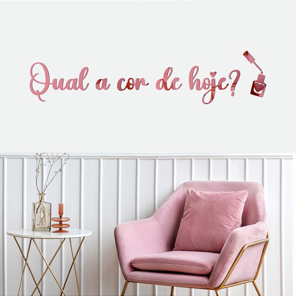 Espelho Acrílico Decorativo Frase "Qual a cor de Hoje?"