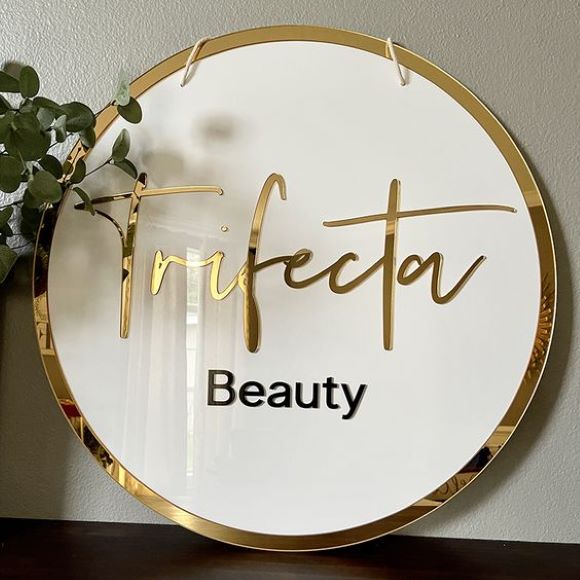 Placa Letreiro Redonda 3D em Acrílico com sua Logomarca