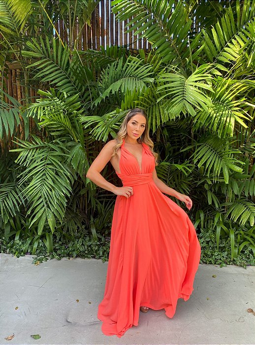 Vestido Mil Chiffon Coral