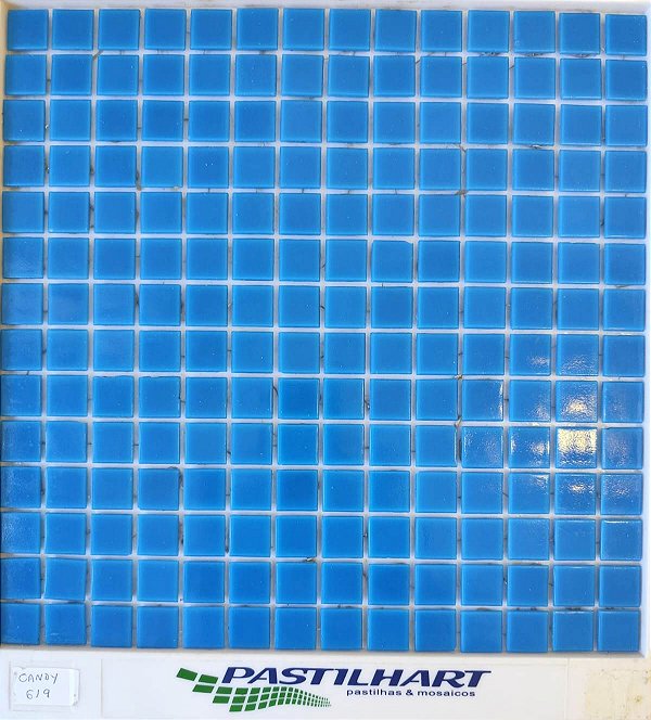 PASTILHA DE VIDRO 2X2 RESINADA AZUL MÉDIO CANDY 619