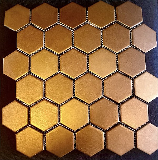 PASTILHA BRONZE ACETINADO METAL HEXAGONAL SIXTIES BRONZE  5X5CM