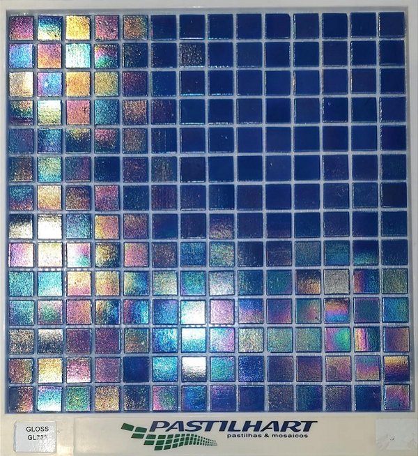 PASTILHA DE VIDRO EFEITO PEROLIZADO GLOSS AZUL LINHA GLOSS - GL735 2X2