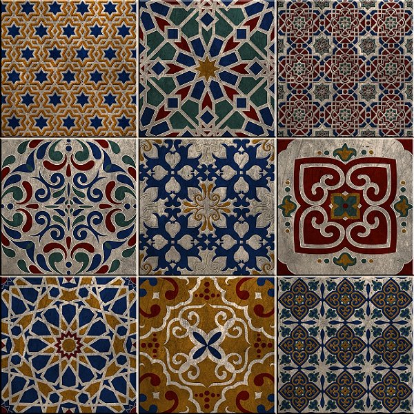 AZULEJOS DECORATIVOS MOROCCAN KIT 9 PEÇAS 15X15