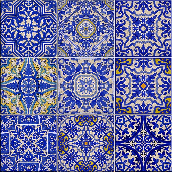 AZULEJOS DECORATIVOS PORTO KIT 9 PEÇAS 15X15
