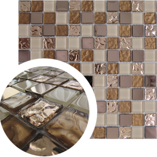 PASTILHA DECORATIVA VIDRO NUDE BRONZE 2,3X2,3CM BEGE E BRONZE