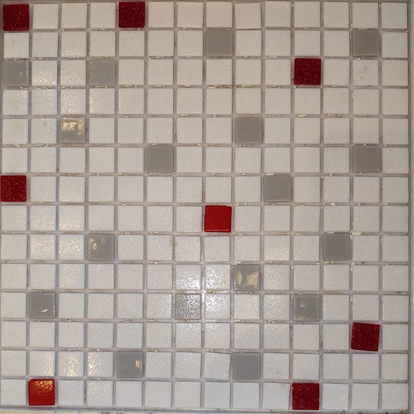 PASTILHA DE VIDRO 2X2 ORIENTAL BRANCO CINZA E VERMELHO