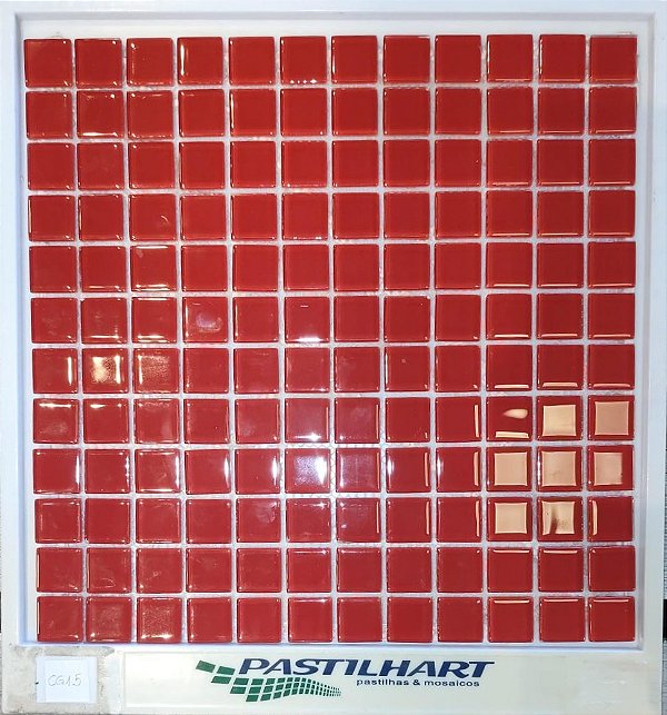 PASTILHA DE VIDRO CRISTAL GLASS 2,3X2,3 VERMELHA CG15 PLACA 29,5X29,5CM