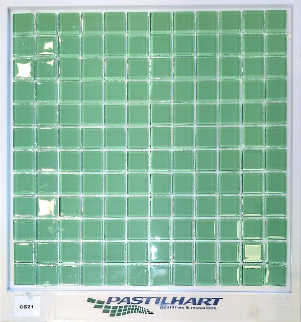 PASTILHA DE VIDRO CRISTAL GLASS 2,3X2,3 VERDE NATURAL CG21 PLACA 29,5X29,5CM