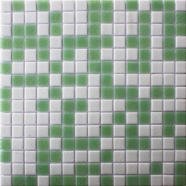 PASTILHA DE VIDRO 2X2 ORIENTAL RESINADA MIX VERDE E BRANCA K200