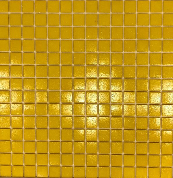 PASTILHA DE VIDRO 2X2 ORIENTAL RESINADA AMARELA K7 PLACA 32,5X32,5CM