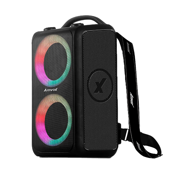 Amvox Caixa de Som Amplificada ACA 600 Bagvox Black - 600W RMS, Bluetooth, Equalizador, USB, Bateria Recarregável
