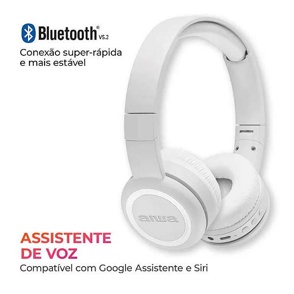 Fone de Ouvido Headphone AIWA HP-03-W Bluetooth Drive 30mm