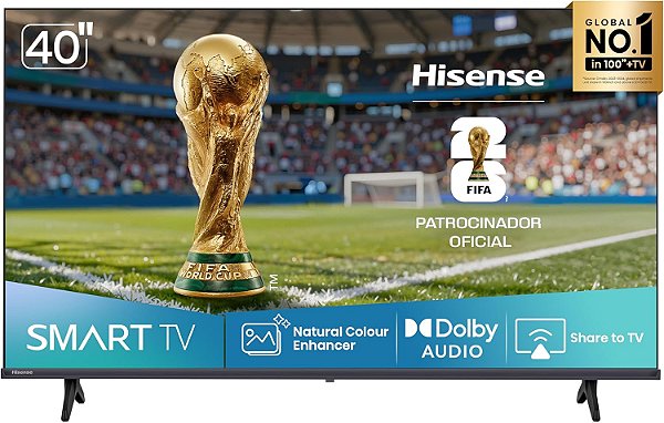 Smart TV Hisense FHD 40" Polegadas 40A4NV com HDR10, DTS Virtual X, Compatibilidade Alexa e Google Home