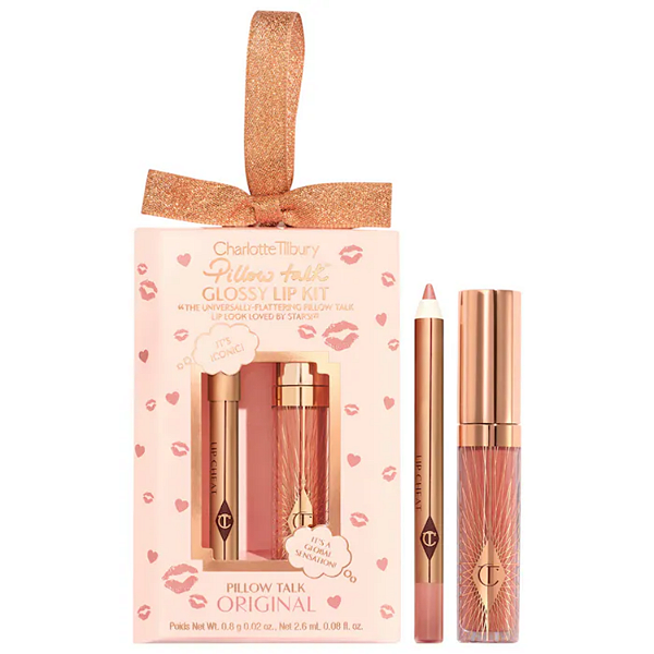 Kit Labial Charlotte Tilbury Mini Pillow Talk Glossy Lip Duos | Cor: Original | EDIÇÃO LIMITADA
