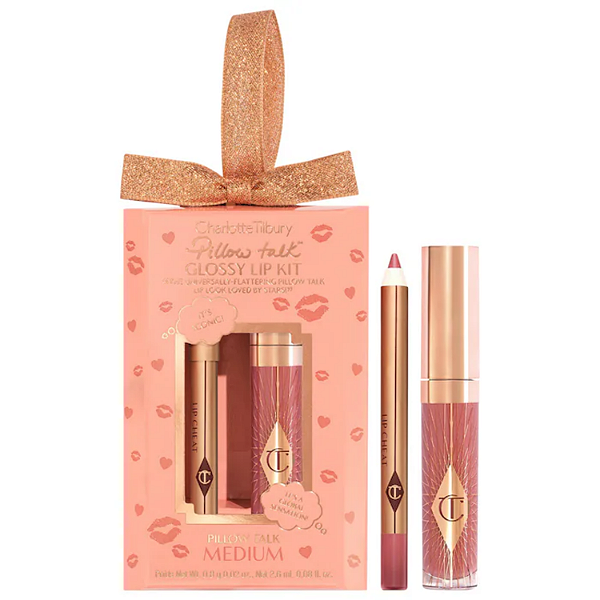 Kit Labial Charlotte Tilbury Mini Pillow Talk Glossy Lip Duos | Cor: Medium | EDIÇÃO LIMITADA