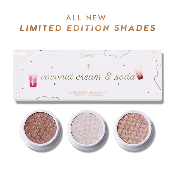 Kit Trio de Sombras Colourpop Super Shock Shadow Trios | Cor: Coconut Cream and Soda | EDIÇÃO LIMITADA
