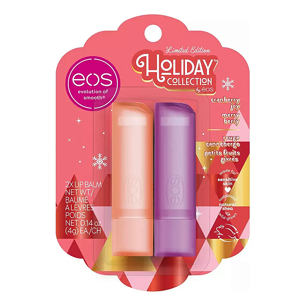 Duo Lip Balm EOS Holiday Collection Cranberry Joy & Merry Berry Lip Balms | EDIÇÃO LIMITADA