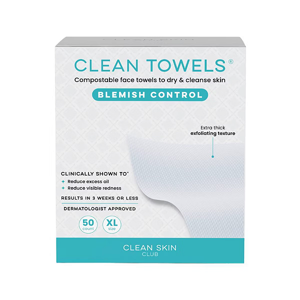 Toalha Facial Clean Skin Club Clean Towels Blemish Control | XL - 50ct