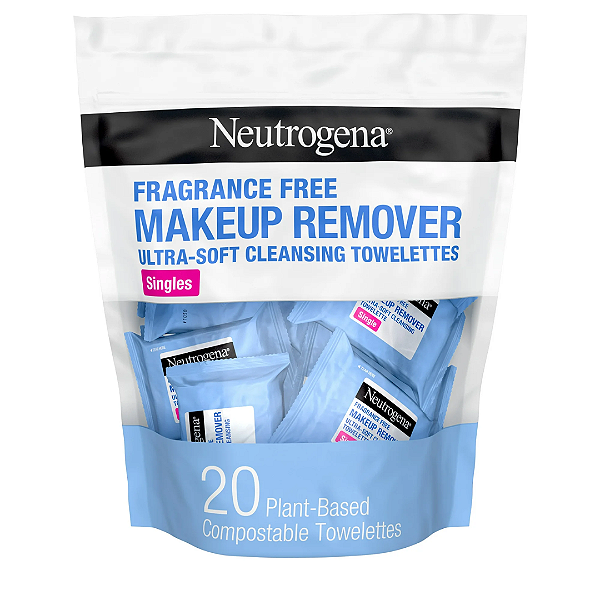 Lenços de Limpeza Facial Neutrogena Makeup Remover Face Wipes, Single Facial Cleansing Wipes| 20 ct (singles)