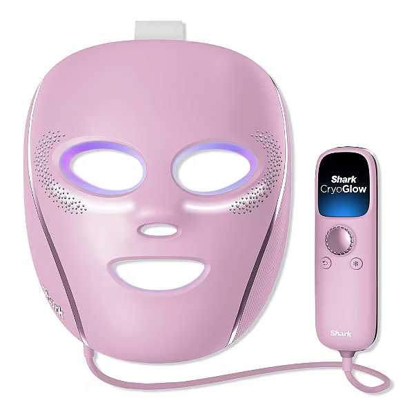 Máscara Facial de LED Shark Beauty CryoGlow Red Blue & Infrared iQLED Face Mask & Under Eye Cooling | Rose Sparkle