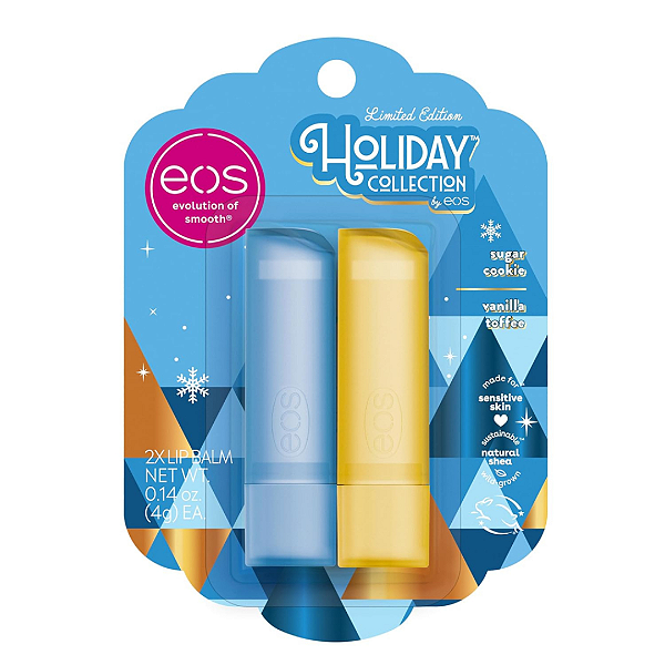 Duo Balm Labial EOS Holiday Collection Sugar Cookie and Vanilla Toffee | EDIÇÃO LIMITADA