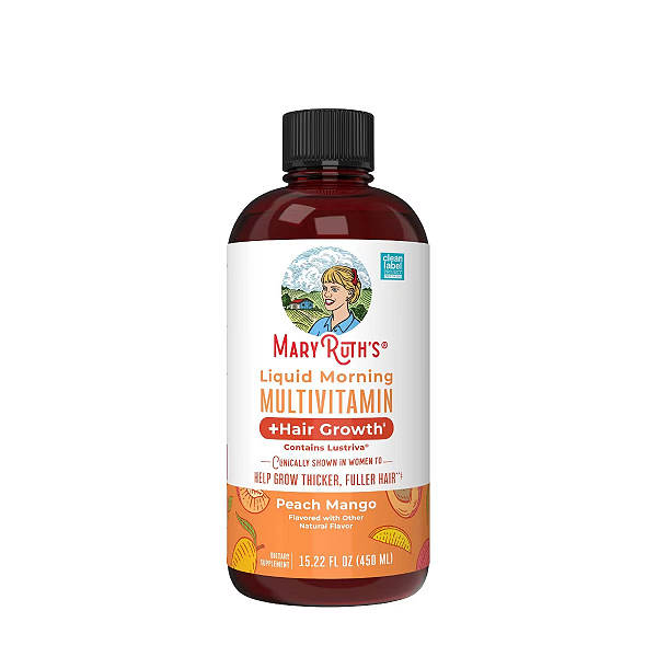 Vitamina Líquida MaryRuth's Liquid Morning Vegan Multivitamin and Hair Growth 450ml | Peach Mango