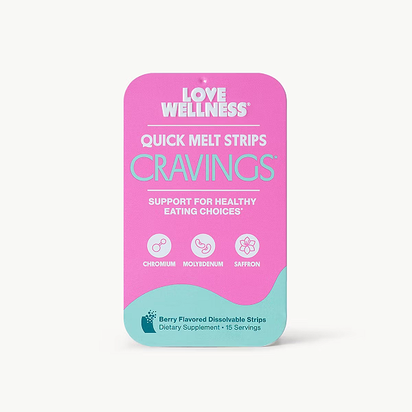 Pastilhas Love Wellness Cravings Quick Melt Strips Healthy Eating Support 15 unidades | Frutas Vermelhas