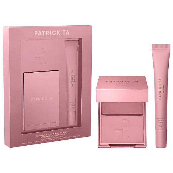 Kit Blush e Balm Labial Patrick Ta Major Headlines Double-Take Crème & Powder Blush Duo & Lip Balm Makeup Gift Set | Cor: Something Sweet, Vanilla Chai