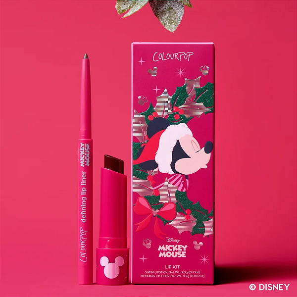 Kit Labial Colourpop Mickey Lip Kit Satin Lipstick + Velvet Stocking Defining Lip Liner | Cor: Be Merry and Bright Lip Kit