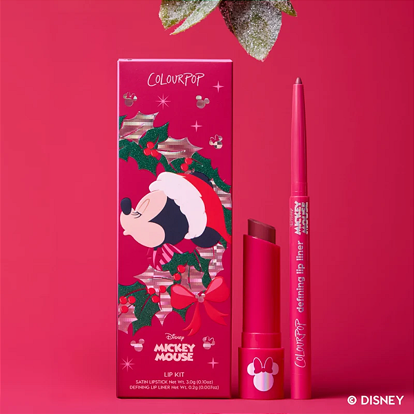 Kit Labial Colourpop Mickey Lip Kit Satin Lipstick + Velvet Stocking Defining Lip Liner | Cor: Oh Jolly More Holly Lip Kit