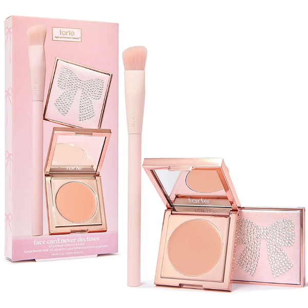 Kit Corretor de Cor e Pincel Tarte Face Card Never Declines CC Undereye & Brush | Light-Medium Peach