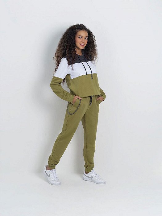 Conjunto juvenil feminino em moletom calça e blusão Cativa - Alta Estação:  multimarcas roupas do infantil ao adulto