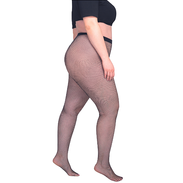 Meia-calça arrastão rashel plus size Loba Lupo