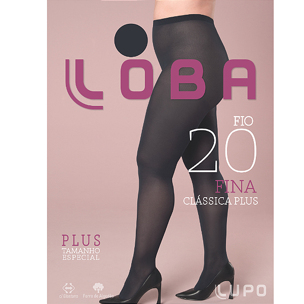 Meia-calça clássica fio 20 plus size Loba Lupo
