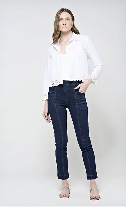 Calça Júlia Skinny em Malha Denim