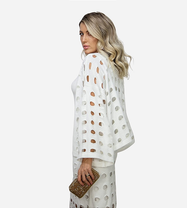 Conjunto de Tricô 3 Peças Furado OffWhite