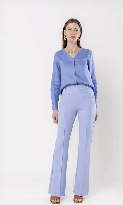 Calça Flare Amora com Lapelas