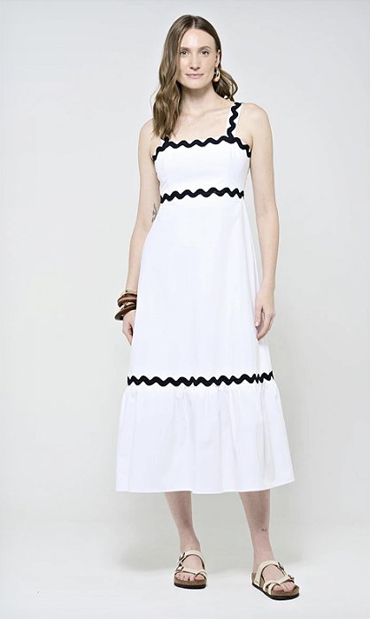 Vestido Midi Sianinha Papper Preto & Branco