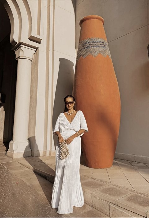 Vestido Tricô Longo Transpassado