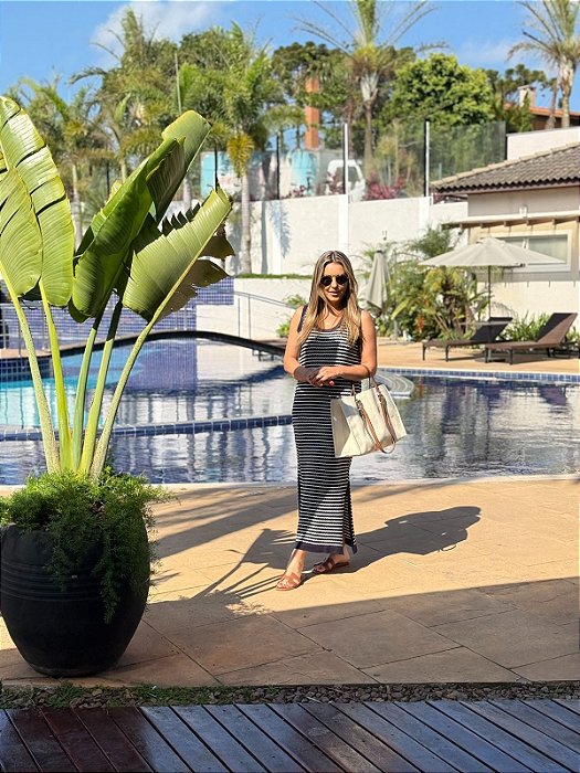 Vestido Midi Tricô Gaivota Listras