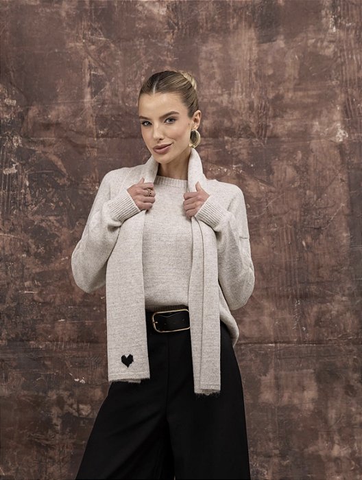 Tricô Coração com encharpe