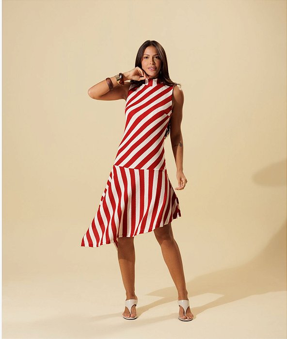 Vestido Assimétrico Listrado