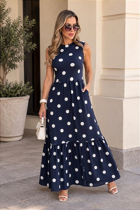 Vestido Poá Regata