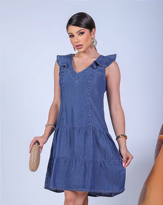 Vestido Curto Jeans Liocel Zipper