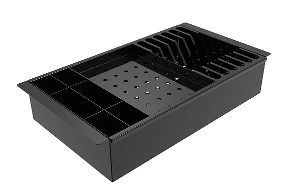 Cesto Escorredor Inox Pintado Preto 3 Módulos Para Cuba