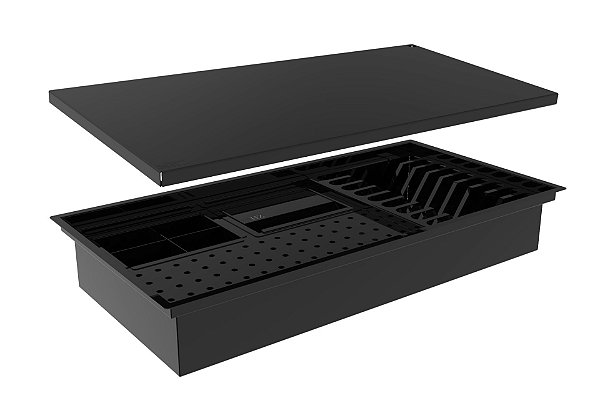 Escorredor Embutido Calha Escorredora Inox Preto 650 Com Tampa