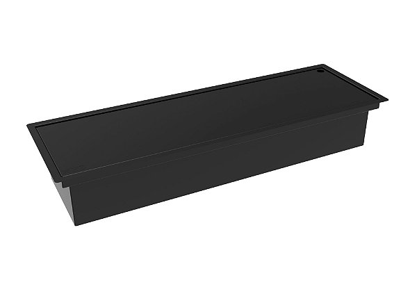 Calha Seca Inox Pintado Preto 60cm Com Tampa