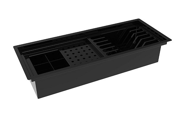 Escorredor Embutido Calha Escorredora Inox Pintado Preto 50cm