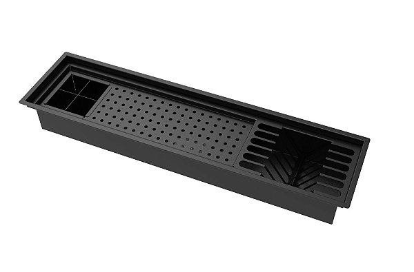 Escorredor Embutido Calha Escorredora Inox Pintado Preto 75cm
