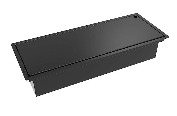 Escorredor Embutido Calha Escorredora Inox Pintado Preto 50cm Tampa